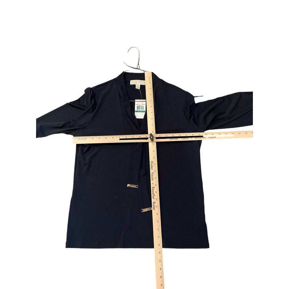 MICHAEL Michael Kors Tie Neck Top Blouse Long Sleeve Navy Blue Womens Large‎ NWT - Picture 7 of 7